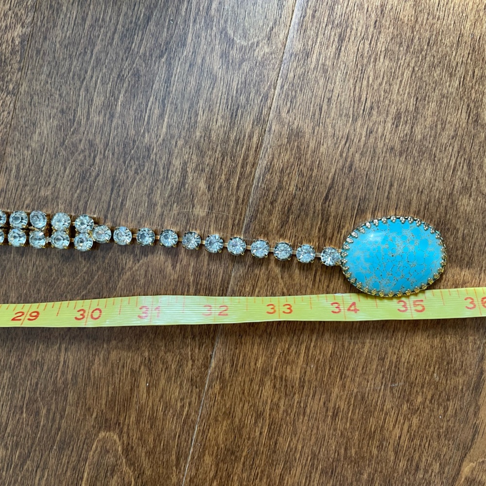 Vintage Juliana Delizza & Elster D&E Rhinestone Turquoise Gold Belt - Picture 9 of 13